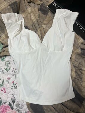 White Structured Sweetheart Tank Top - Women's